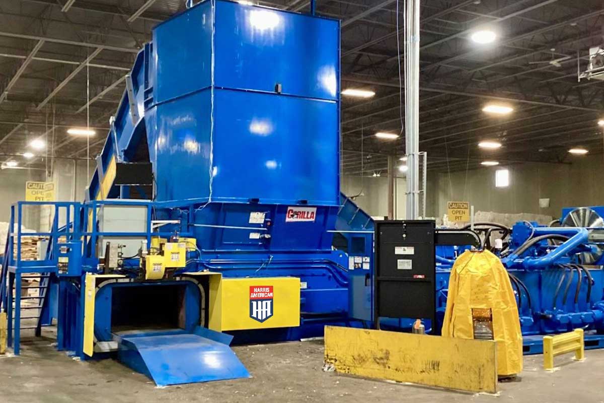 Harris American Co. Gorilla Baler Inside A Large Warehouse