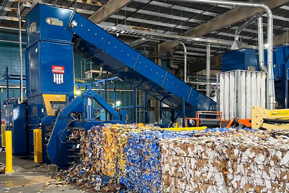 Harris American Co. Baler Making Cardboard Bales